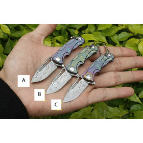 Damascus Steel HA014 Bearing Quick Opening Damascus Folding Camping Survival Pocket Knife Keychain UD405405